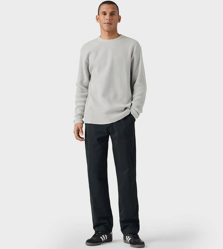 Solid Pull-On Relaxed Straight Fit Pants