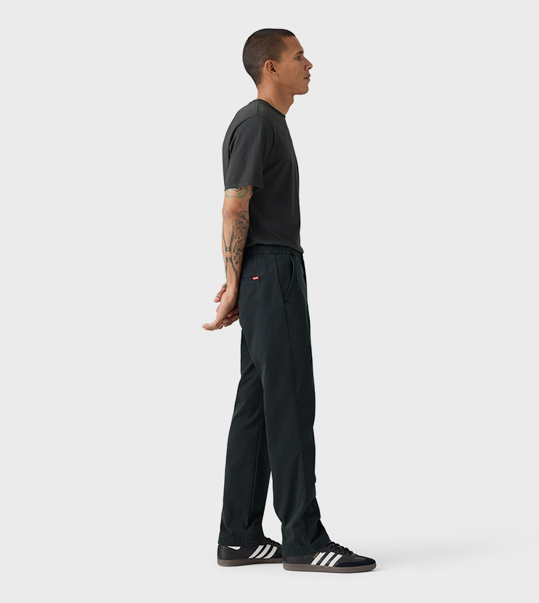 Solid Pull-On Relaxed Straight Fit Pants