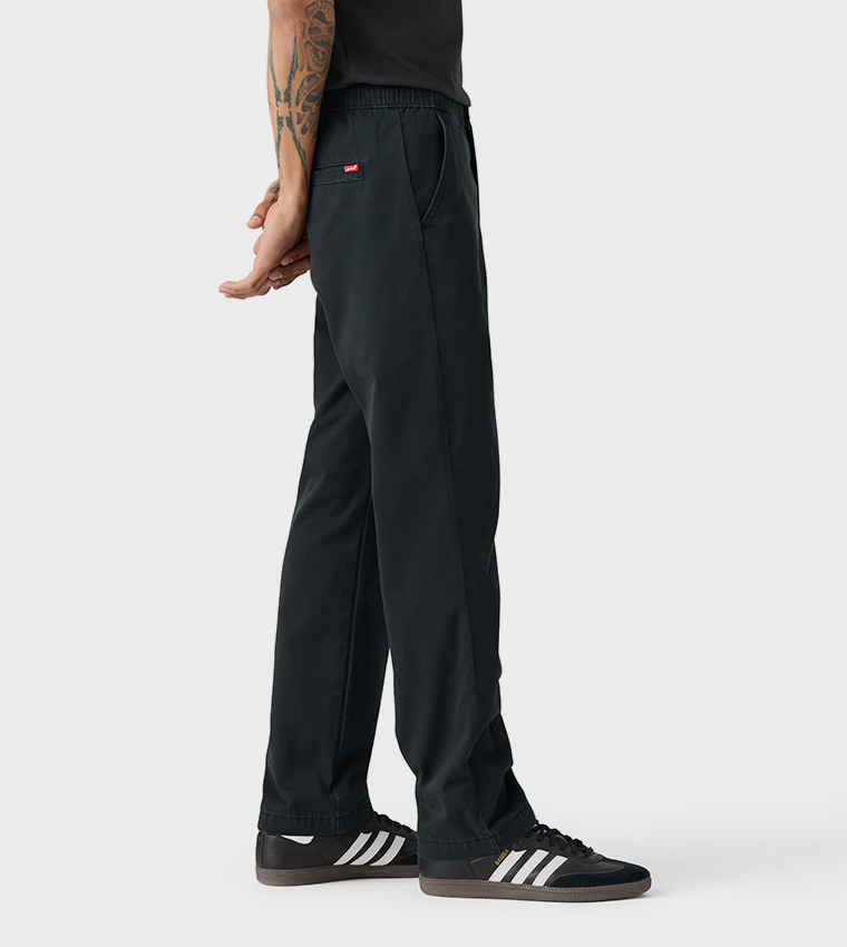 Solid Pull-On Relaxed Straight Fit Pants