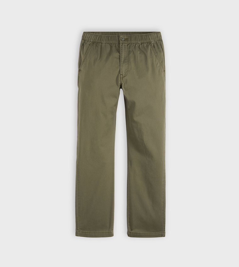 Solid Pull-On Relaxed Straight Fit Pants