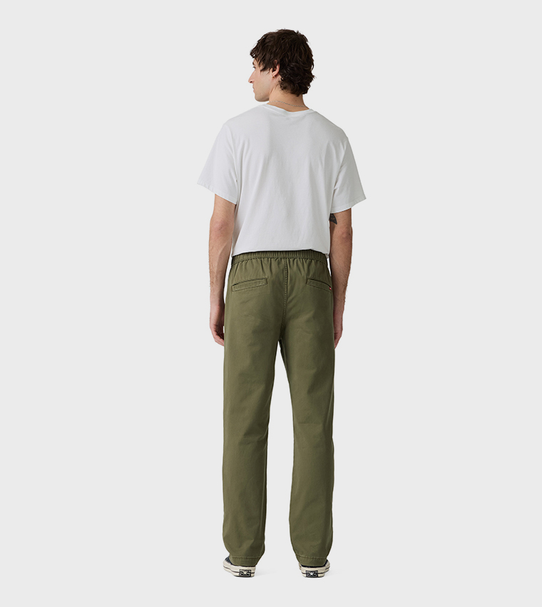 Solid Pull-On Relaxed Straight Fit Pants
