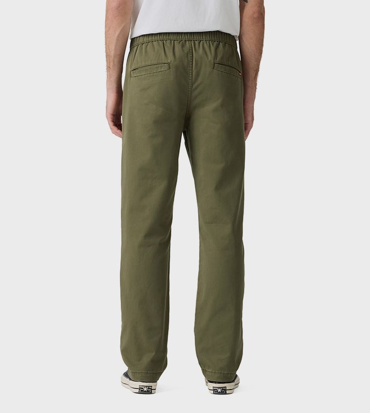 Solid Pull-On Relaxed Straight Fit Pants