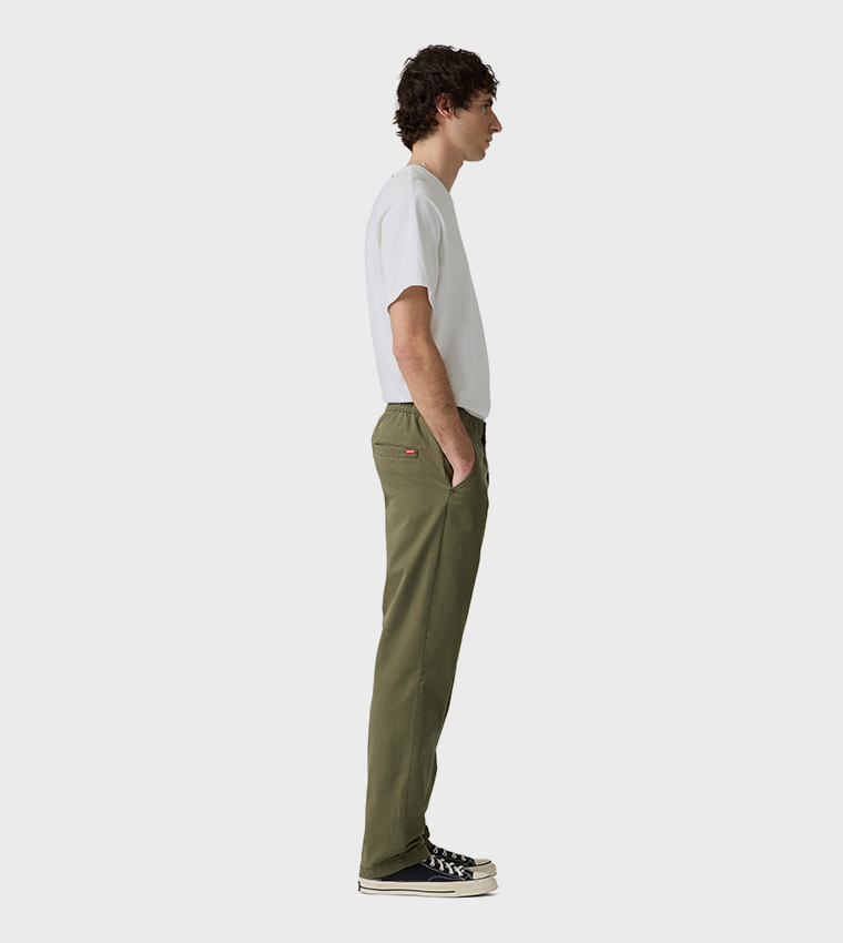 Solid Pull-On Relaxed Straight Fit Pants