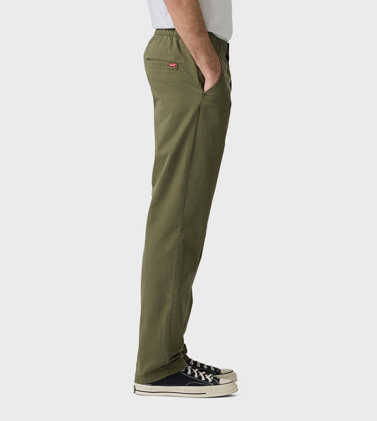 Solid Pull-On Relaxed Straight Fit Pants