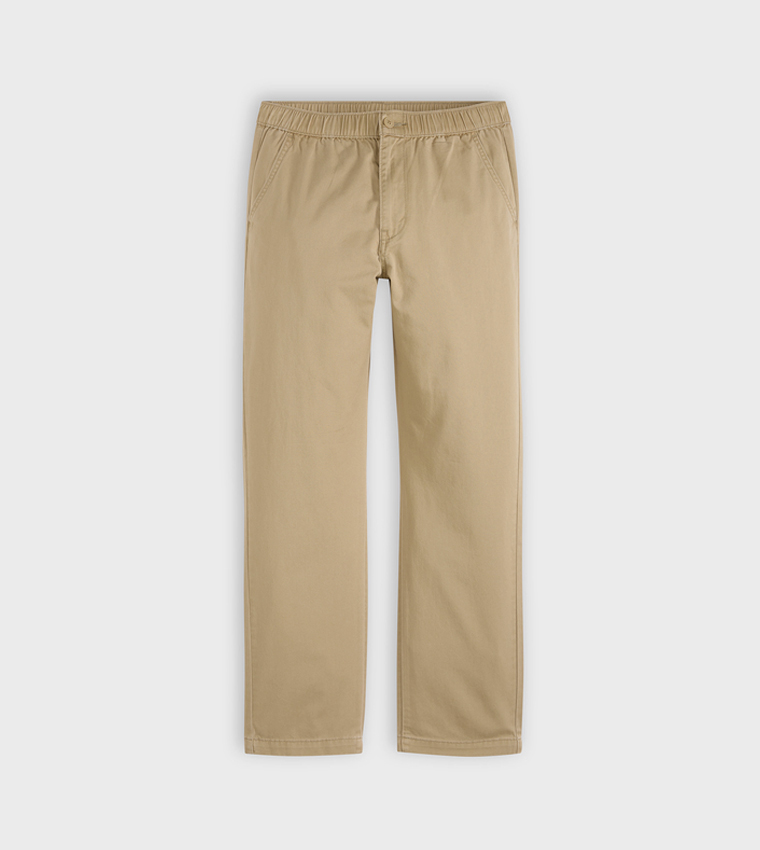 Solid Pull-On Relaxed Straight Fit Pants