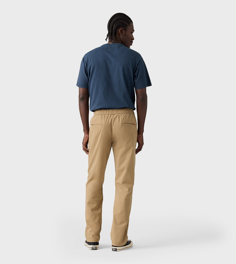 Solid Pull-On Relaxed Straight Fit Pants