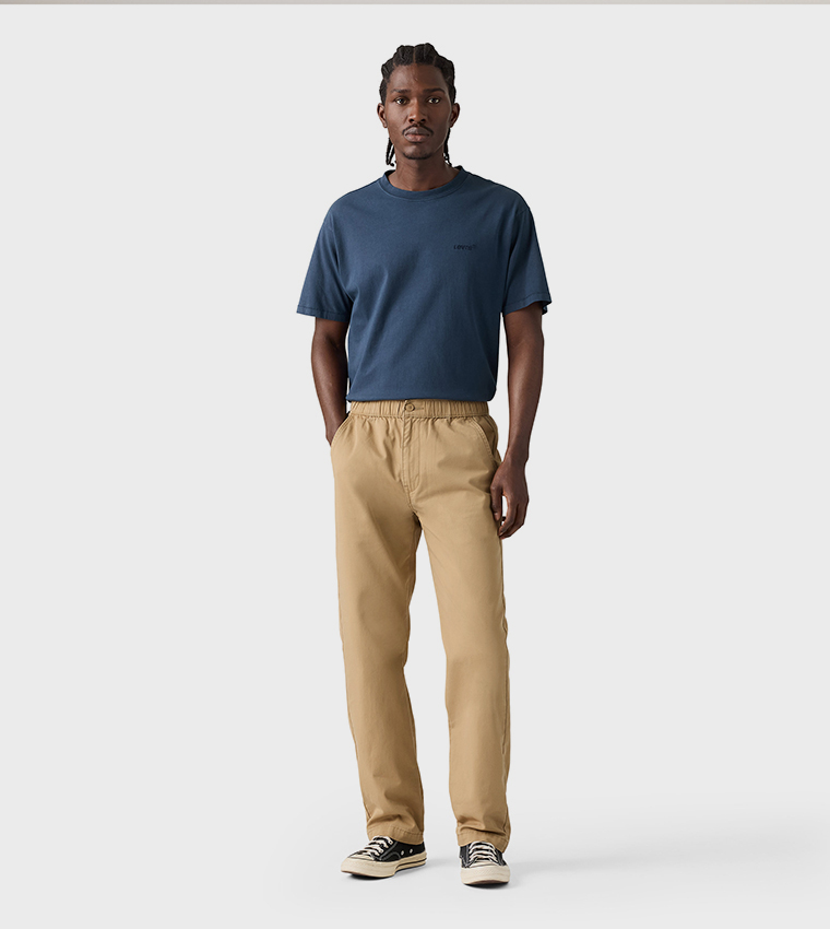 Solid Pull-On Relaxed Straight Fit Pants