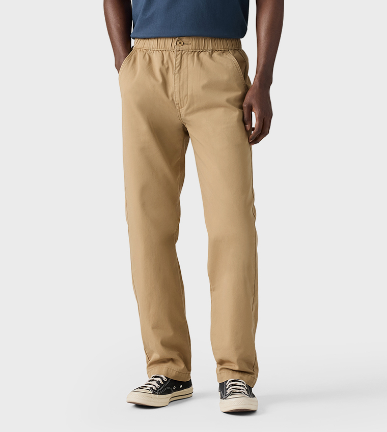 Solid Pull-On Relaxed Straight Fit Pants