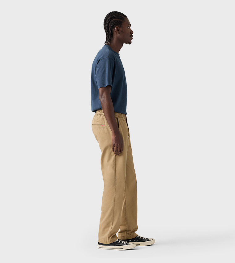 Solid Pull-On Relaxed Straight Fit Pants