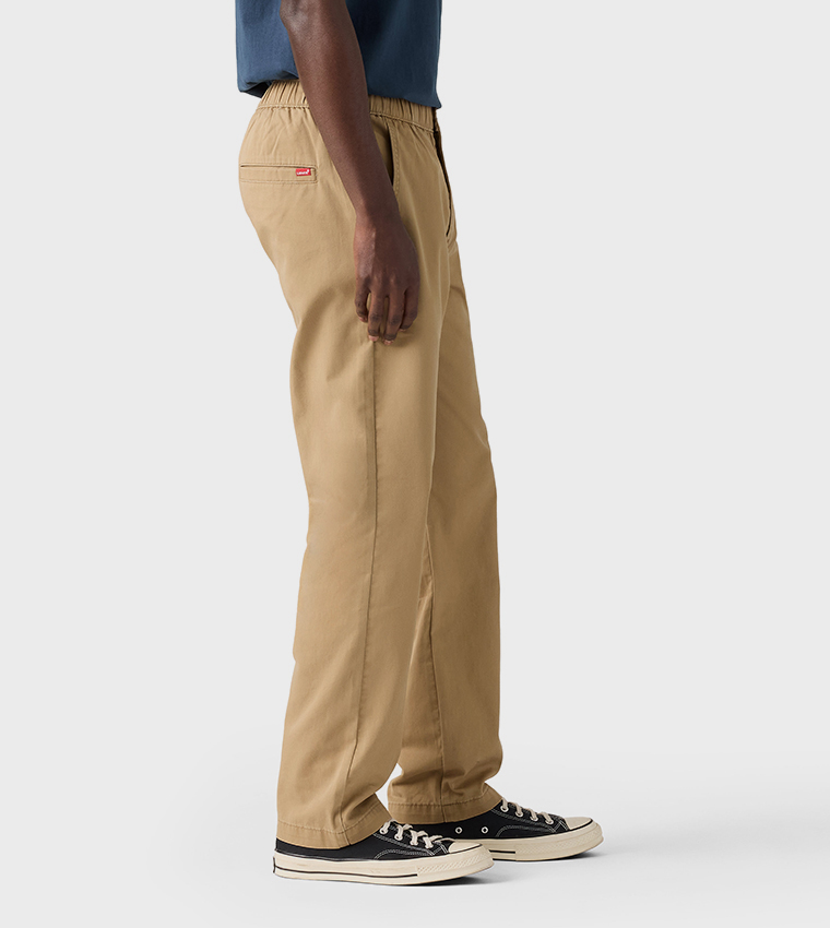 Solid Pull-On Relaxed Straight Fit Pants