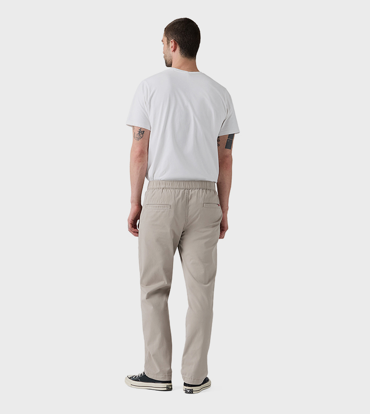 Solid Pull-On Relaxed Straight Fit Pants