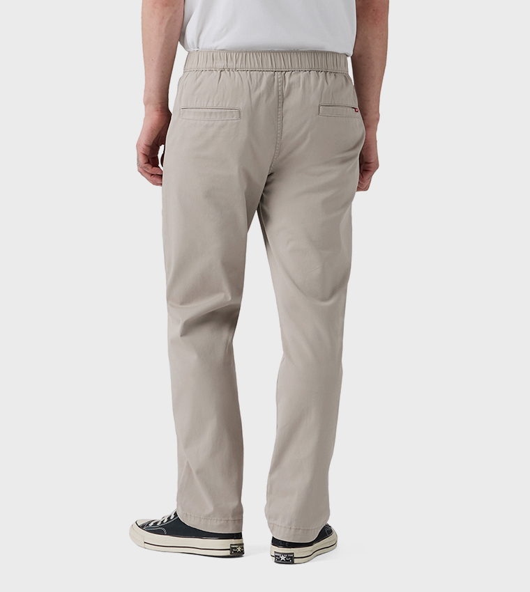 Solid Pull-On Relaxed Straight Fit Pants