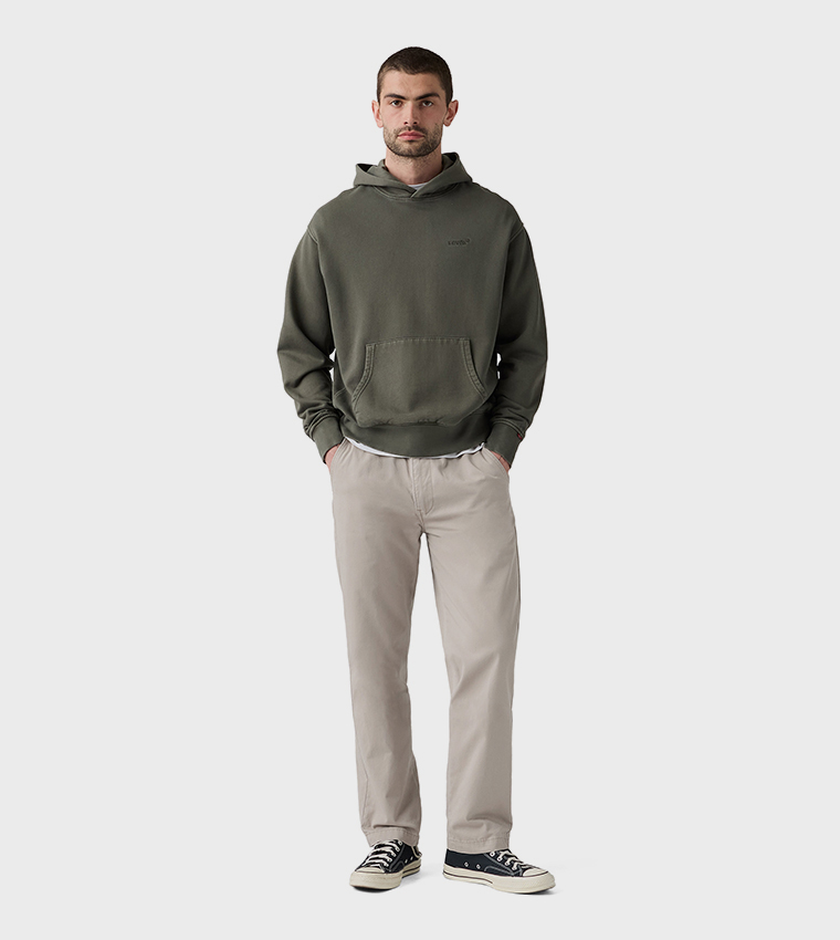 Solid Pull-On Relaxed Straight Fit Pants