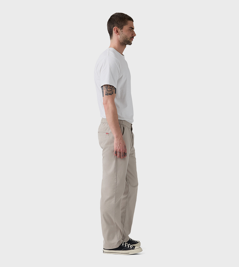 Solid Pull-On Relaxed Straight Fit Pants