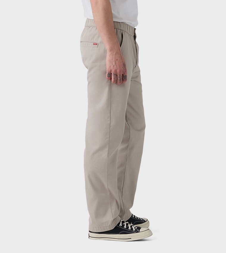 Solid Pull-On Relaxed Straight Fit Pants