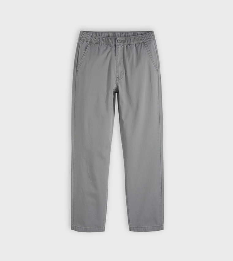 Solid Pull-On Relaxed Straight Fit Pants