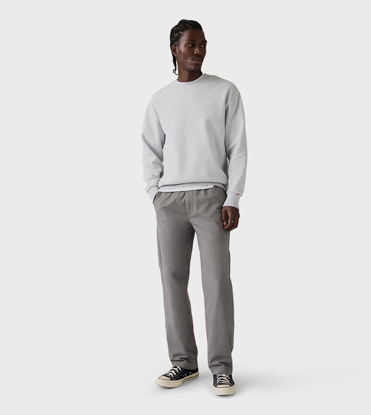 Solid Pull-On Relaxed Straight Fit Pants