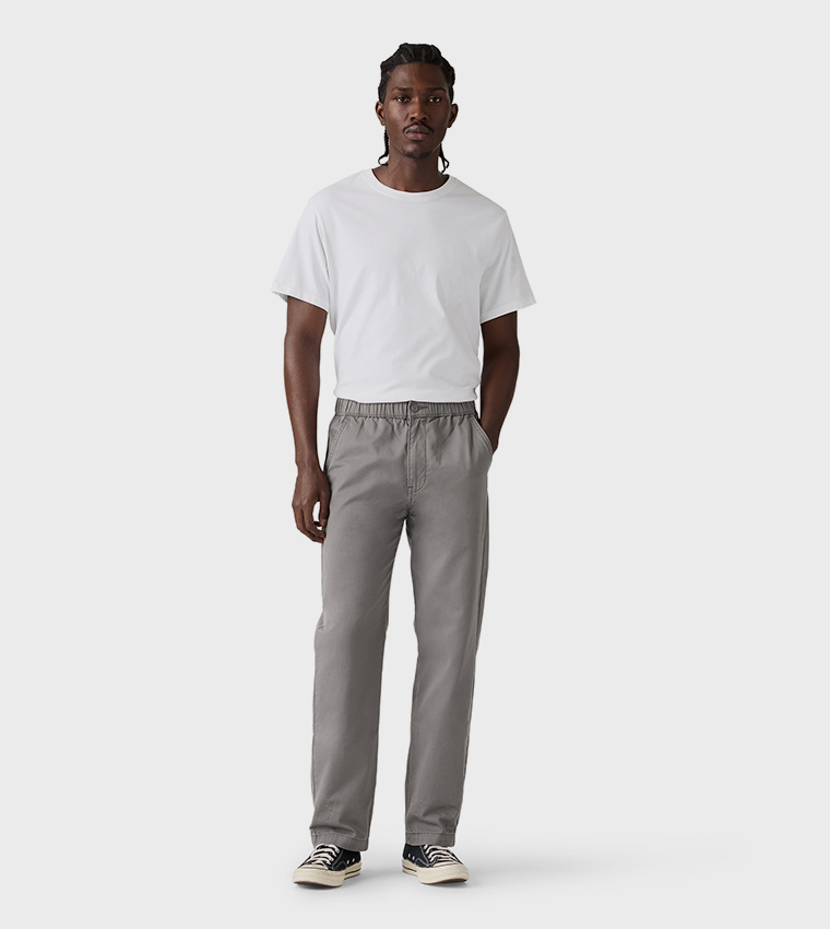 Solid Pull-On Relaxed Straight Fit Pants