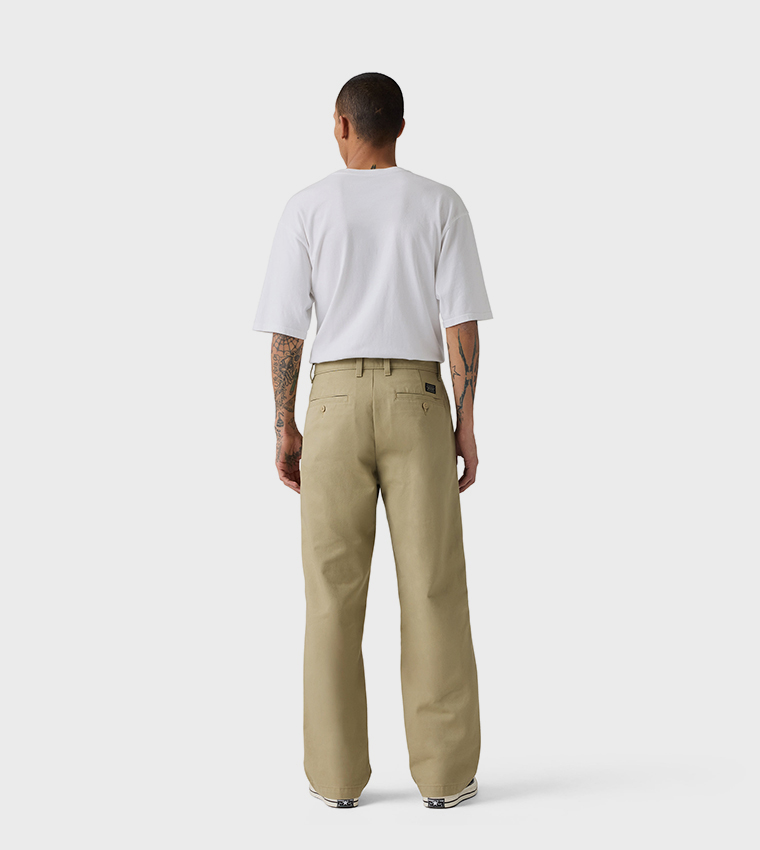 Solid Loose Fit Pleated Chinos
