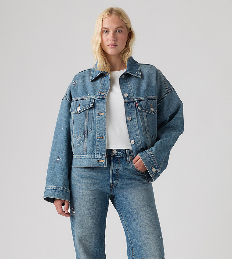 Washed Crop Trucker Denim Jacket