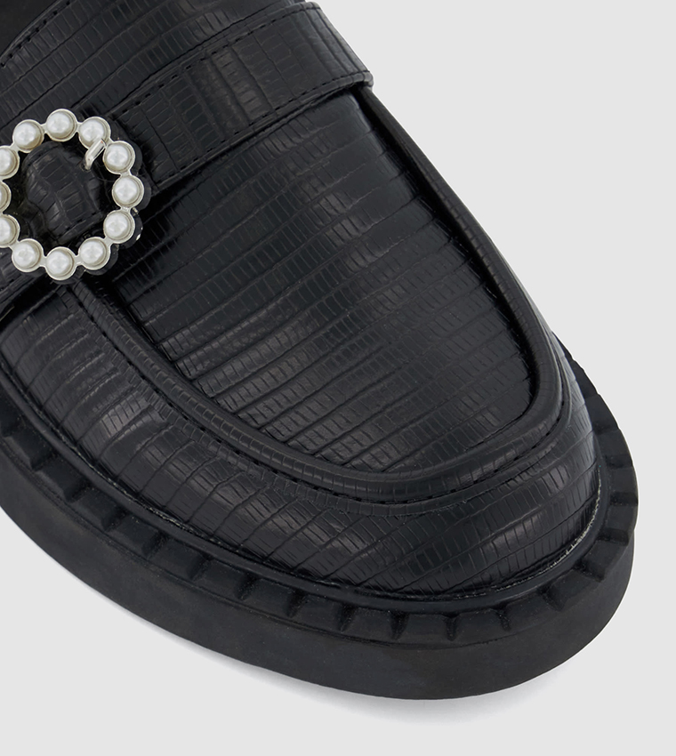 GENMAR Pearl Embellished Loafers