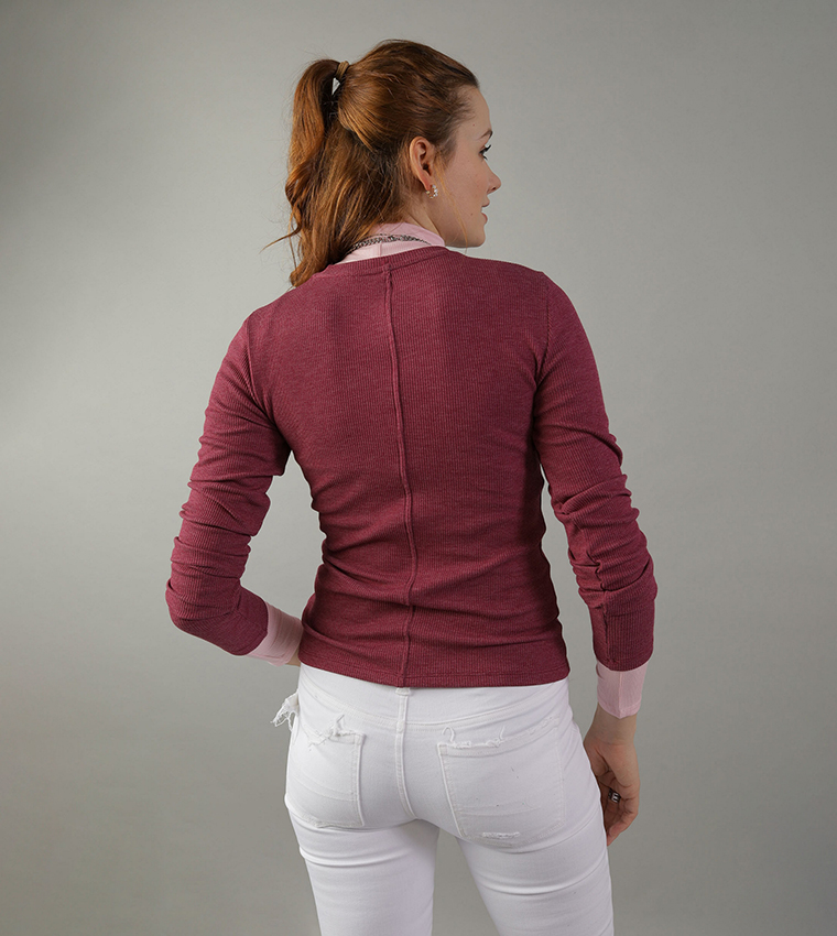 Textured Long Sleeves Top