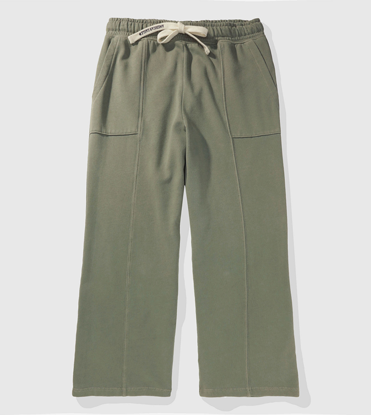 Drawstring Waist Wide Leg Fleece Pants