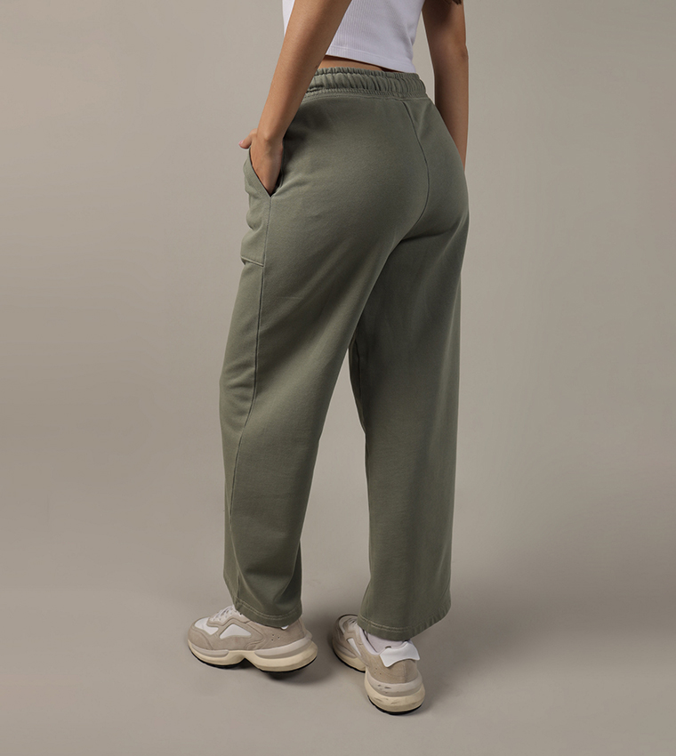 Drawstring Waist Wide Leg Fleece Pants