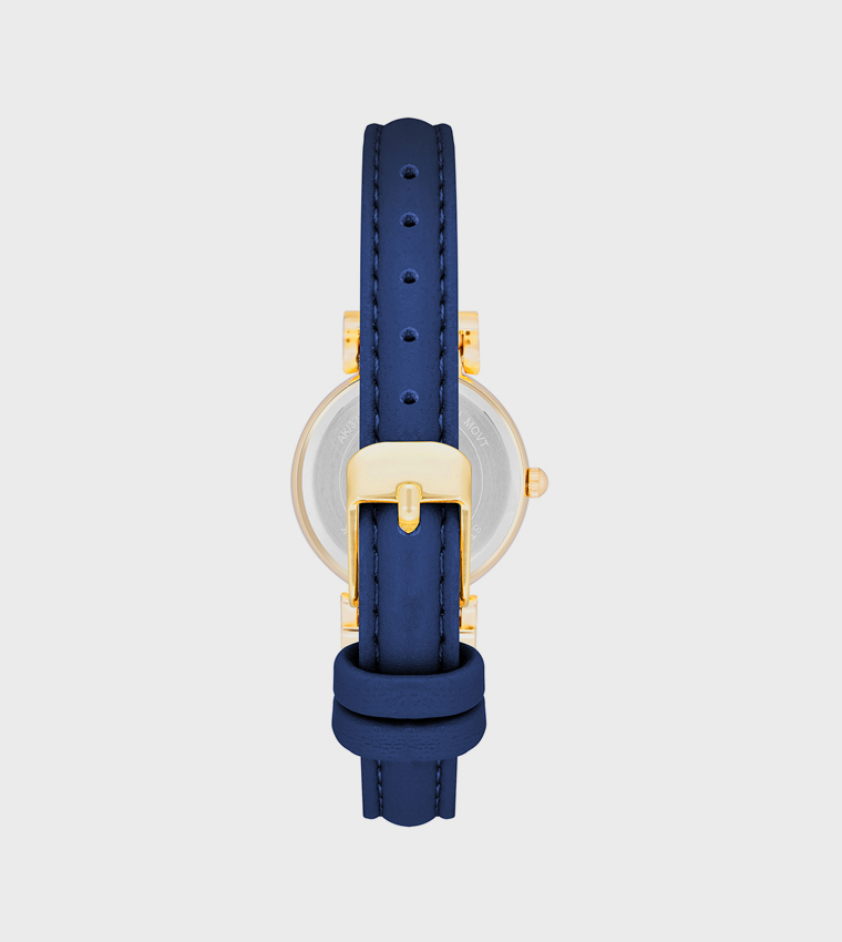 Beige Dial Leather Strap Analog Watch