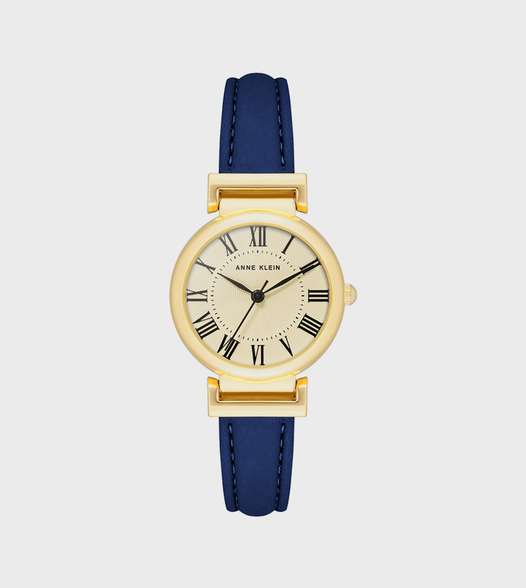 Beige Dial Leather Strap Analog Watch