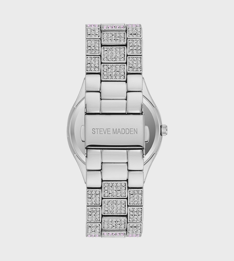 Embellished Metal Strap Analog Watch