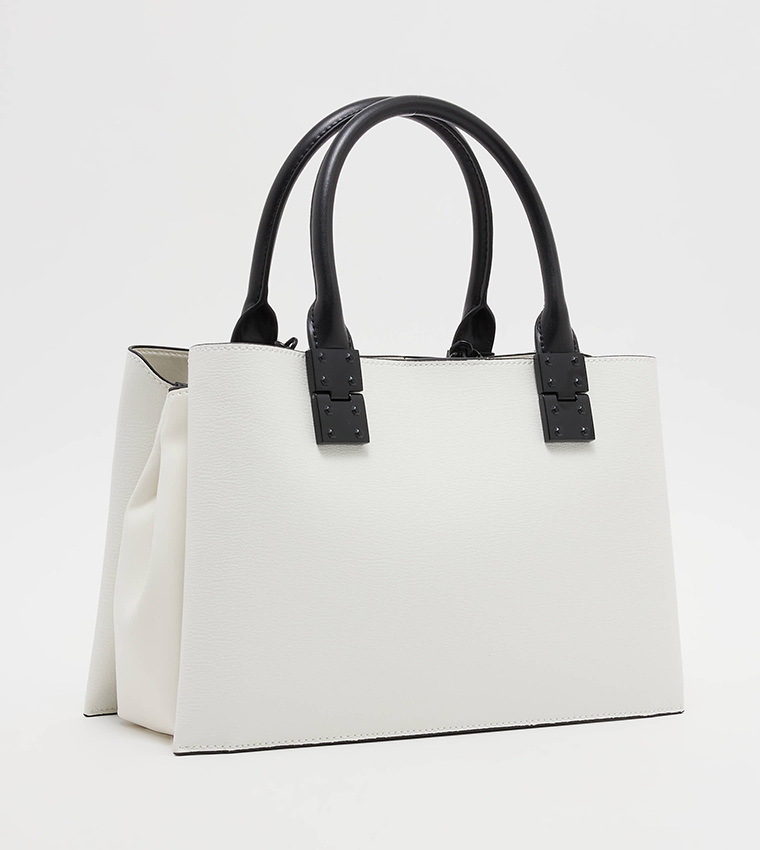 Chain Detail Canvas Satchel Bag