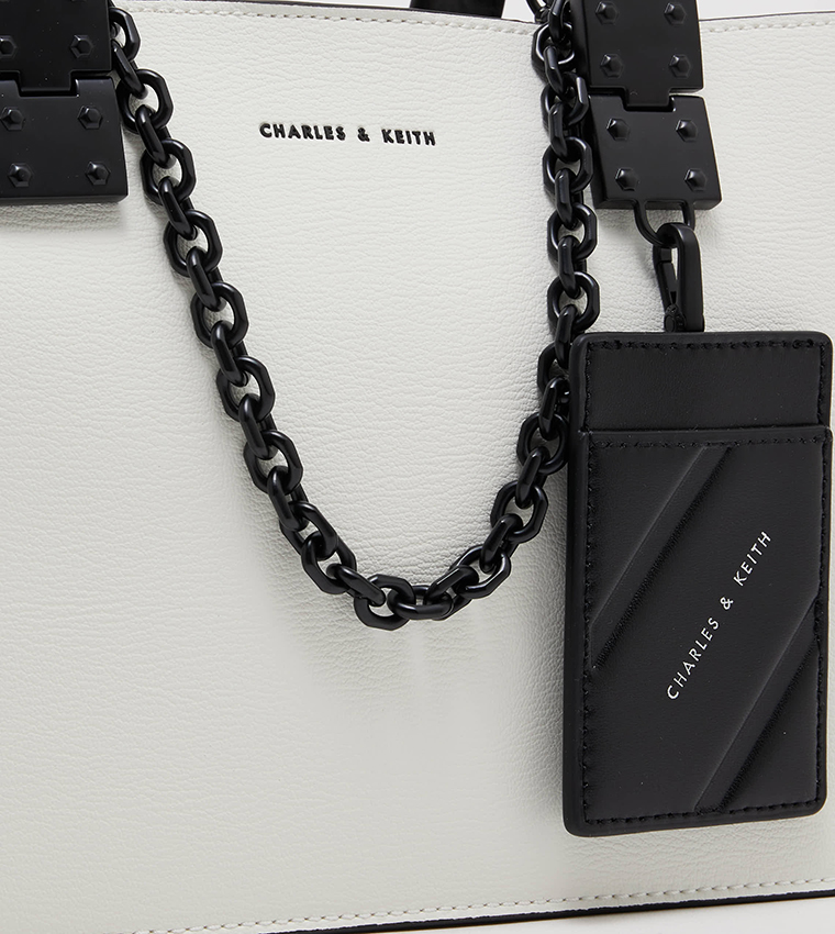 Chain Detail Canvas Satchel Bag