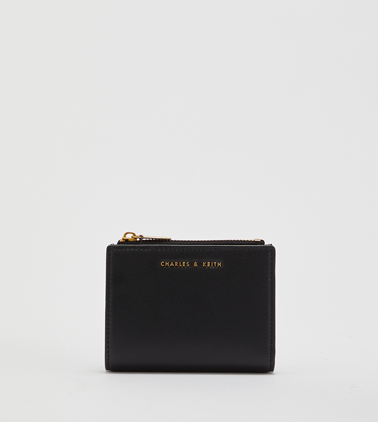 Mini Top Zip Small Wallet-Black