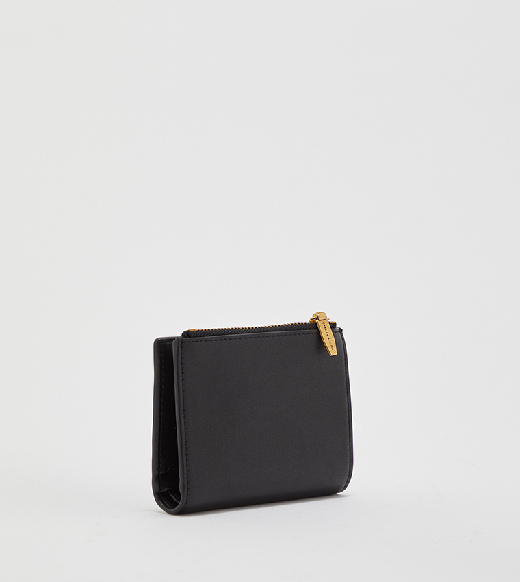 Mini Top Zip Small Wallet-Black