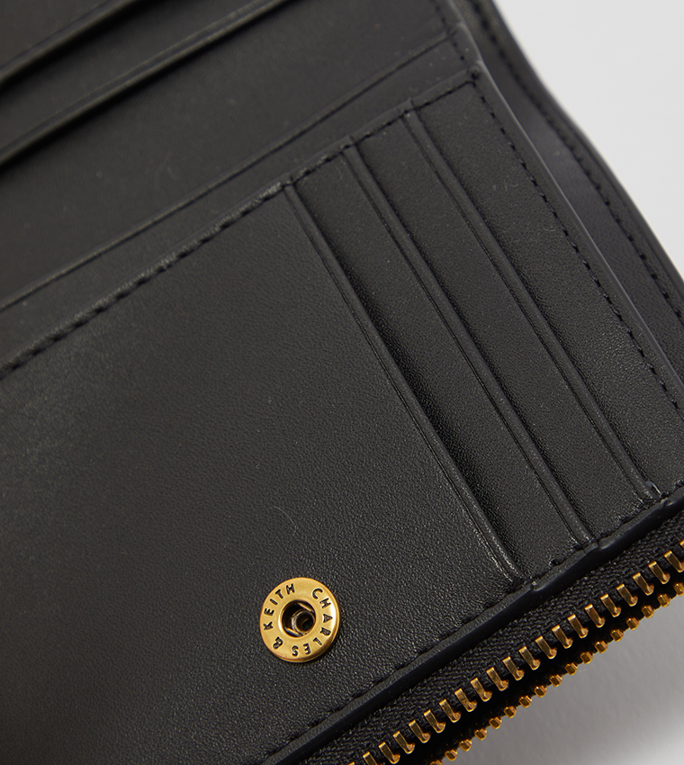 Mini Top Zip Small Wallet-Black