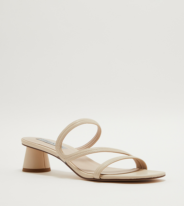 Satin Wavy Strap Heel Sandals