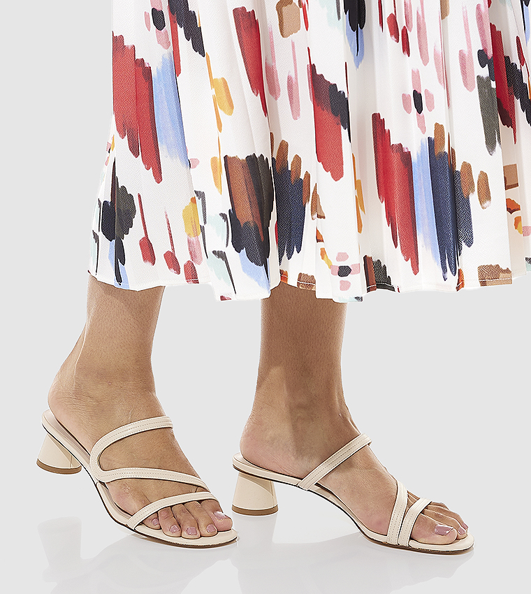Satin Wavy Strap Heel Sandals