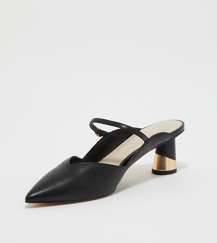 Metallic Sculptural Heel Mules