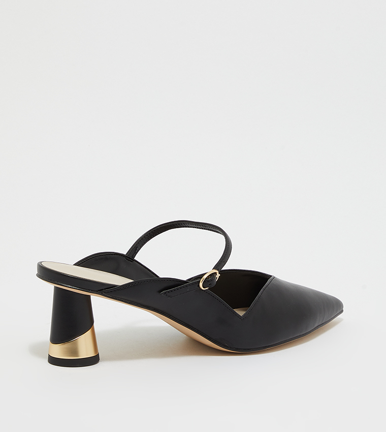 Metallic Sculptural Heel Mules