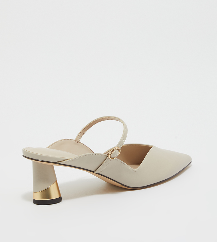 Metallic Sculptural Heel Mules