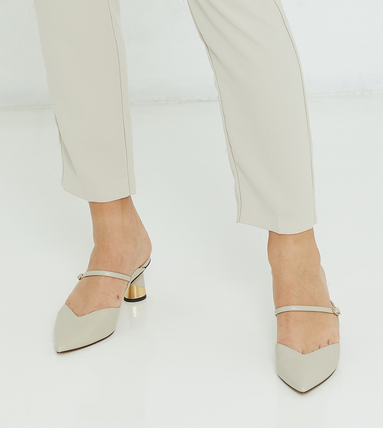 Metallic Sculptural Heel Mules