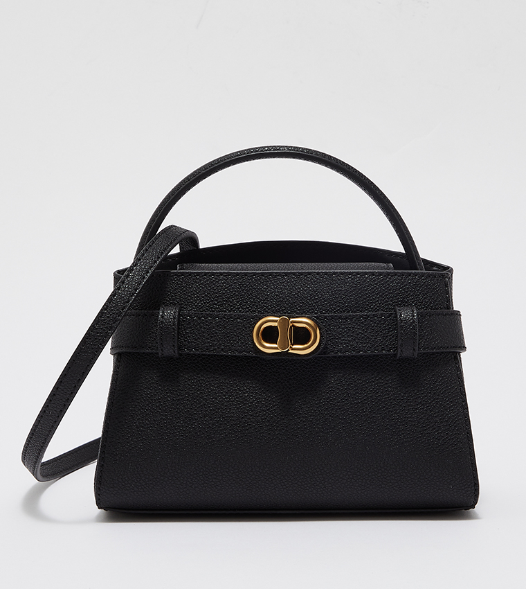 Aubrielle Metallic-Buckle Top Handle Bag