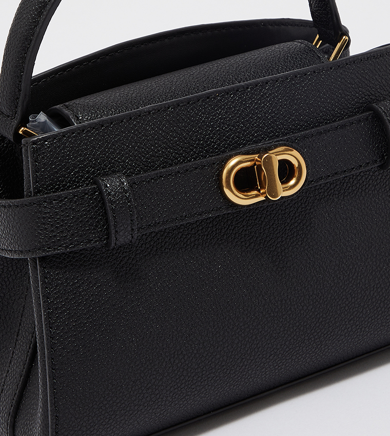 Aubrielle Metallic-Buckle Top Handle Bag