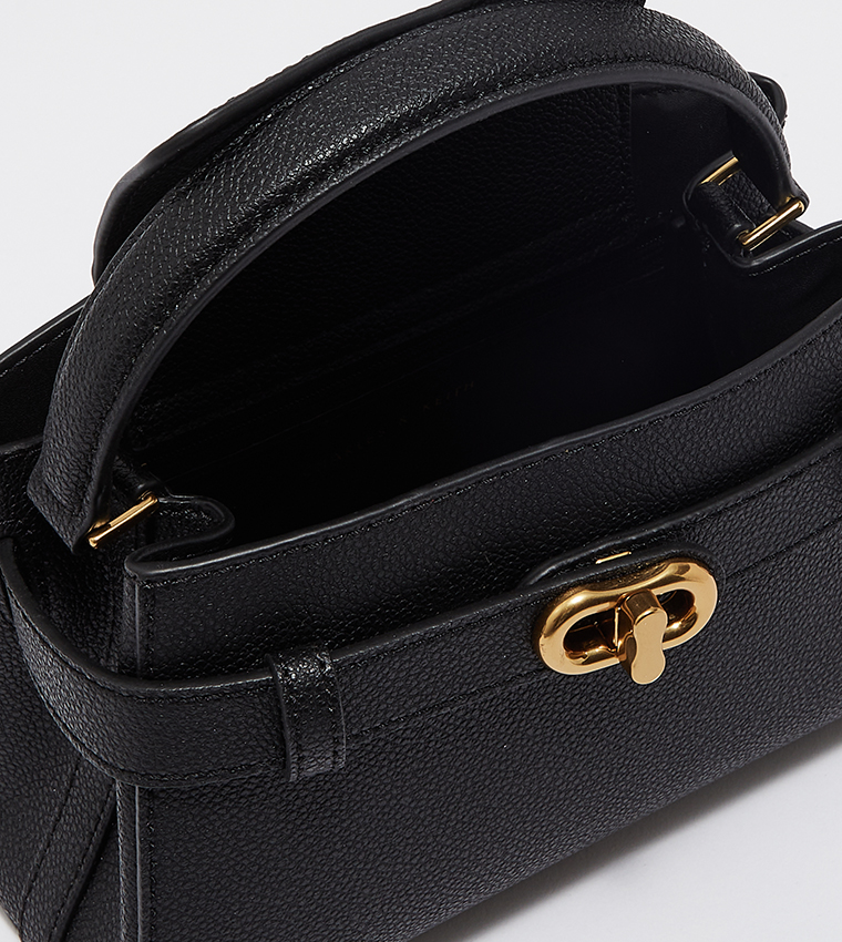 Aubrielle Metallic-Buckle Top Handle Bag