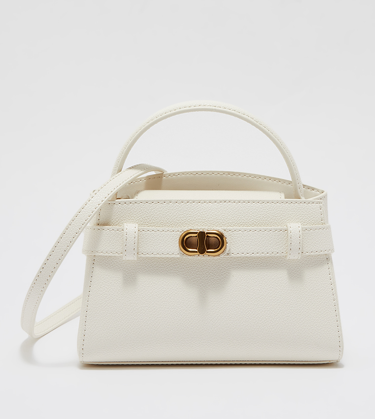 Aubrielle Metallic-Buckle Top Handle Bag