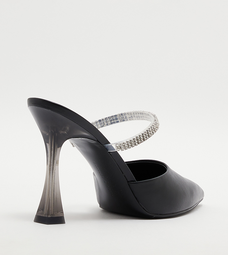 Embellished Strap Pointed Toe Mules