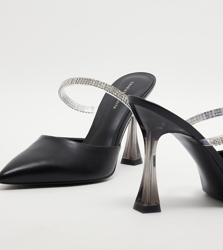 Embellished Strap Pointed Toe Mules