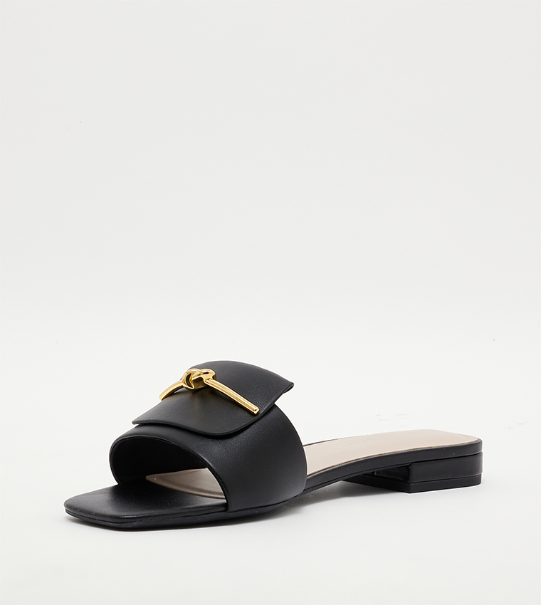 Metallic Accent Slide Sandals