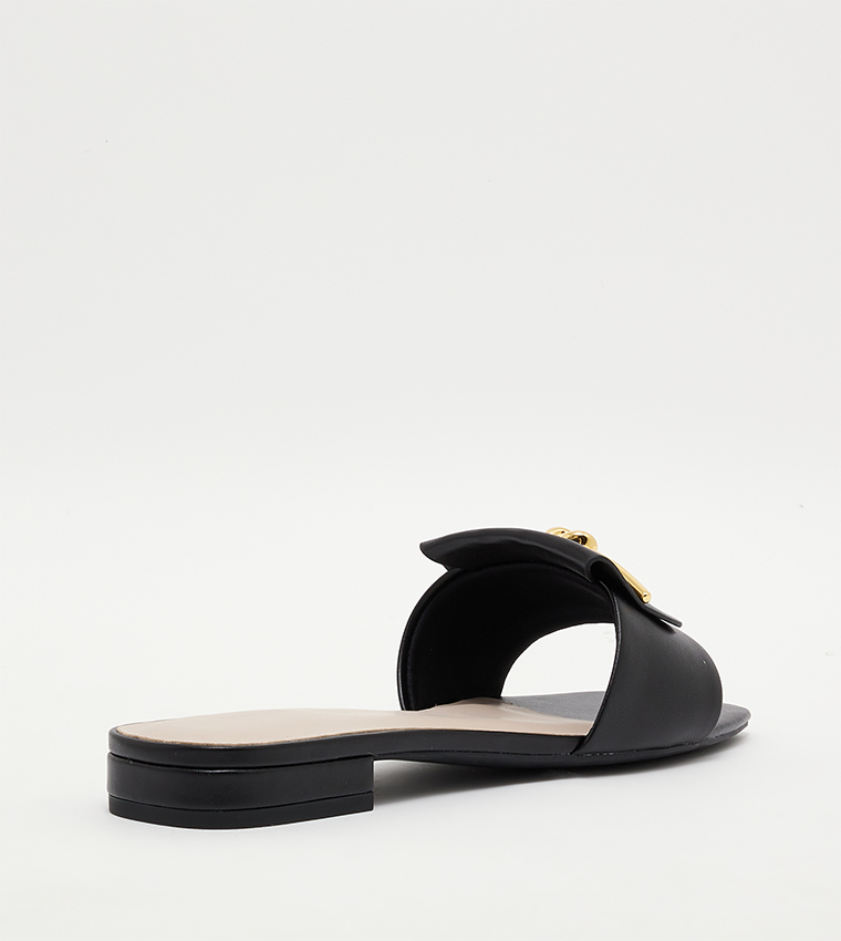 Metallic Accent Slide Sandals